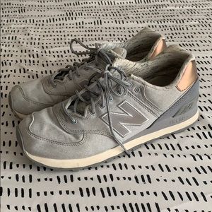 Rose Gold/Gray New Balance 574 Tennis Shoes
